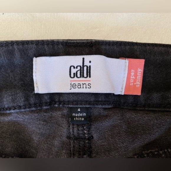 CAbiđź‘–Super Skinny Perfect Stretch Skinny Jeans SZ 4 in Faded Black #3044 - Picture 4 of 15